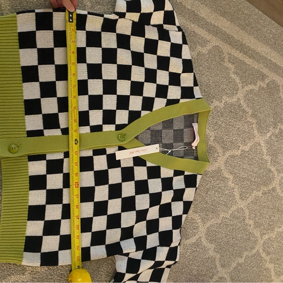 NWOT Lisa Says Gah Checkered Cardigan Sweater - Picture 7 of 7